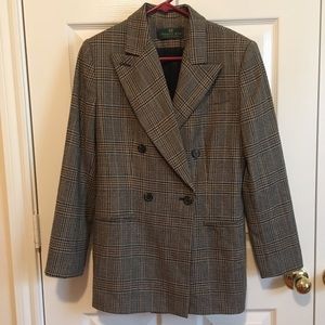 100% Wool Plaid Blazer Coat, Size 4
